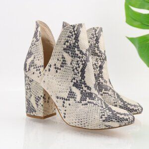 Steve Madden Womens Rookie Boot Size 7.5 Gray Tan Python Heel Bootie Side Cutout